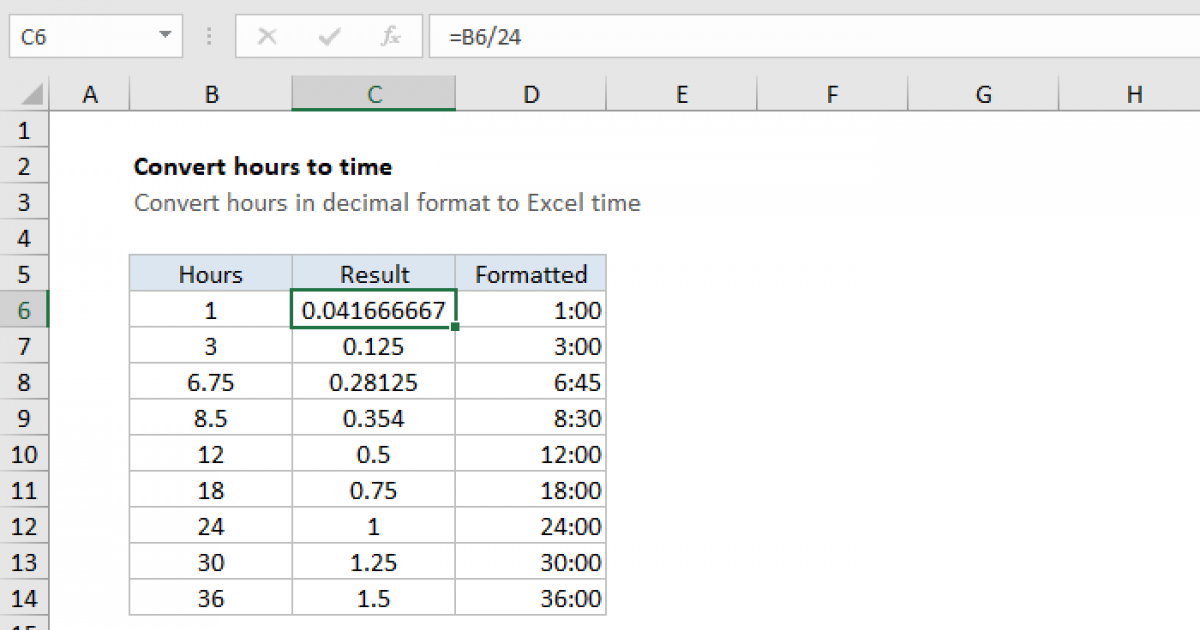 Convert decimal hours to Excel time Excel formula Exceljet